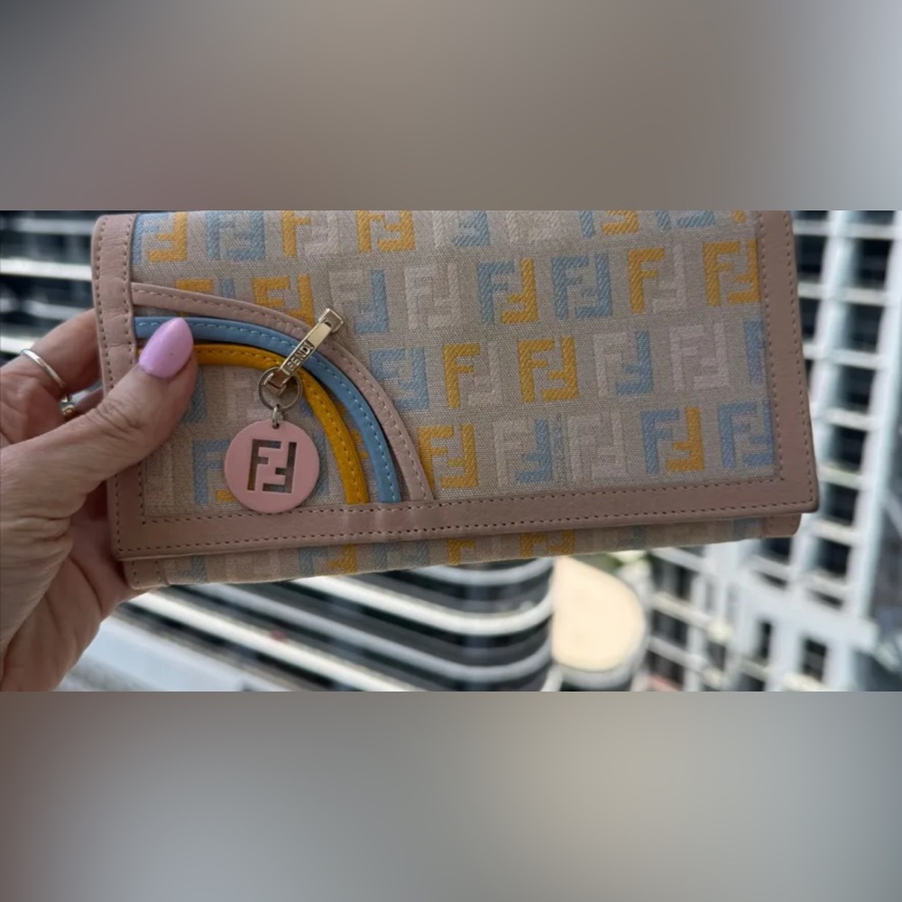 Fendi Pink and Multicolor Zucca Wallet